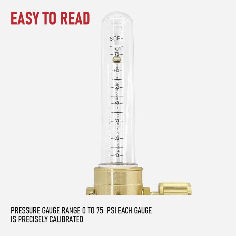 RX WELD Nitrogen Flow Indicator 1/4" SAE Flare Inlet and Outlet 50PSI - Image 4